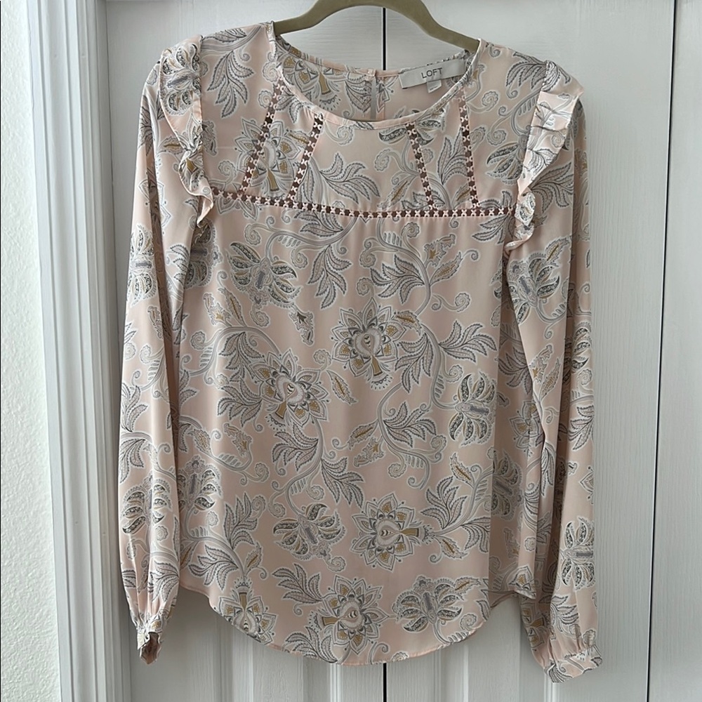 LOFT Women's Blush Floral Blouse
